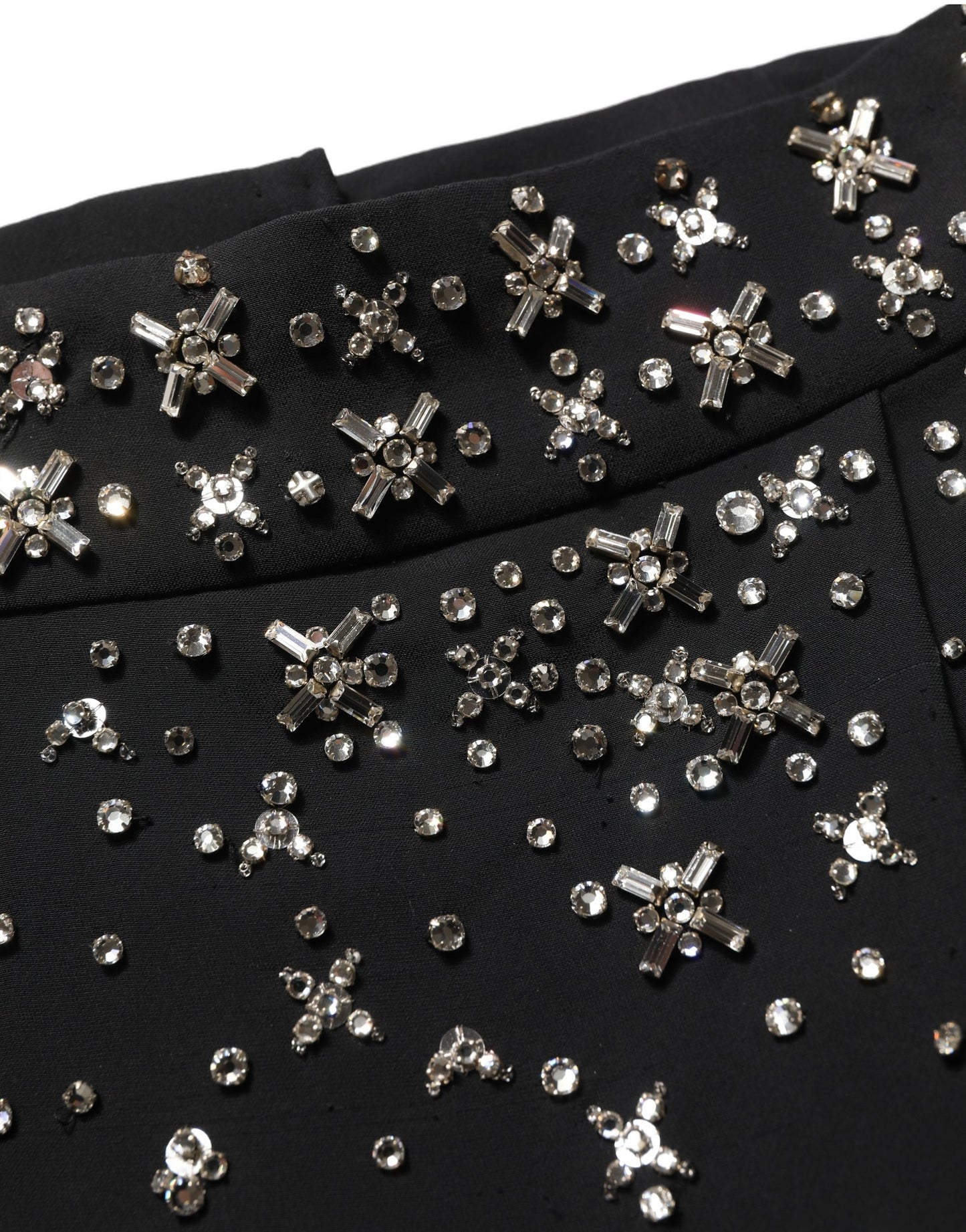 Dolce & Gabbana Black Crystal Embellished High Slit Skirt