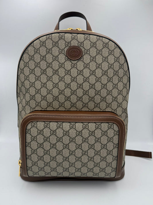 Gucci GUCCI GG Supreme and Leather Backpack