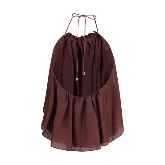 Zimmermann Bordeaux Silk Sleeveles T-Shirt