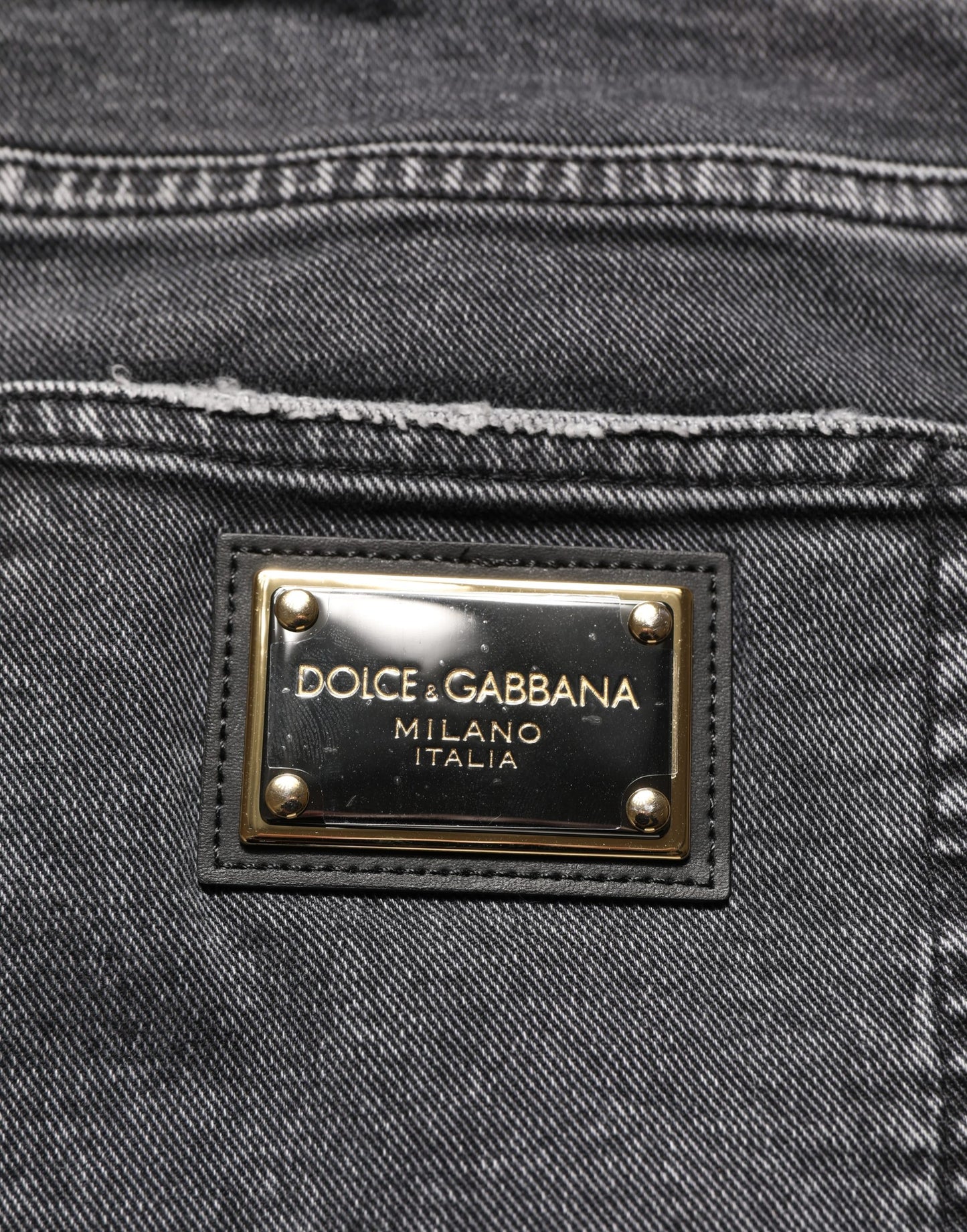 Dolce & Gabbana Dark Grey Distressed Mid Waist Denim Jeans