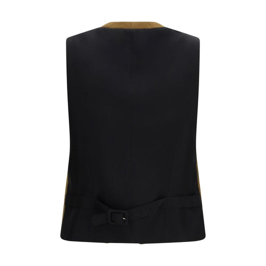 Burberry Brown Wool Oves Aries Sleveless Jacket