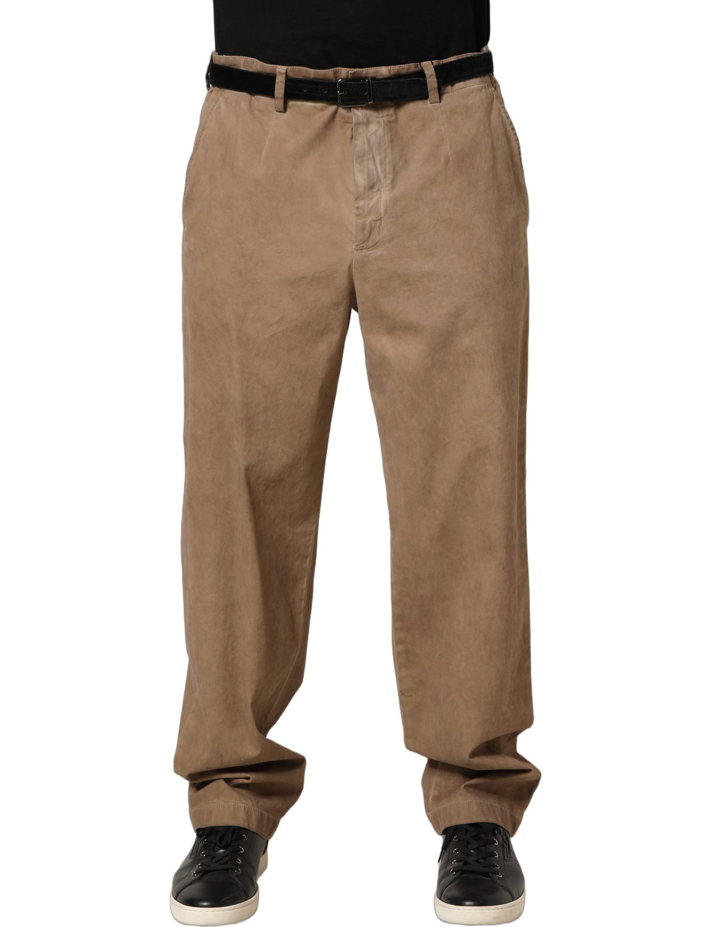 Dolce & Gabbana Beige Cotton Straight Leg Men Trouser Pants