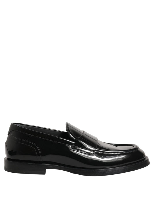 Dolce & Gabbana Black Leather Formal Men Dress Loafers Shoes