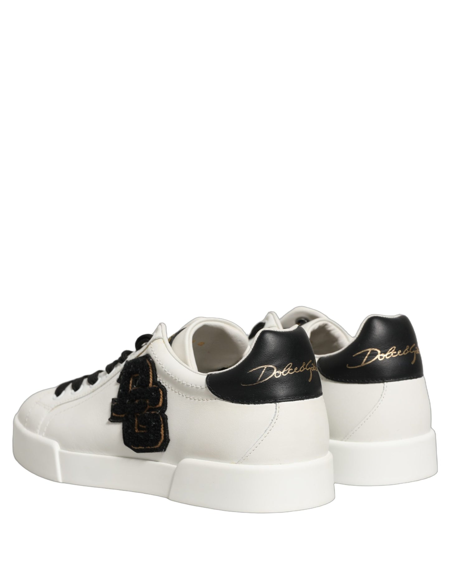 Dolce & Gabbana White Leather DG Logo Low Top Sneakers Shoes