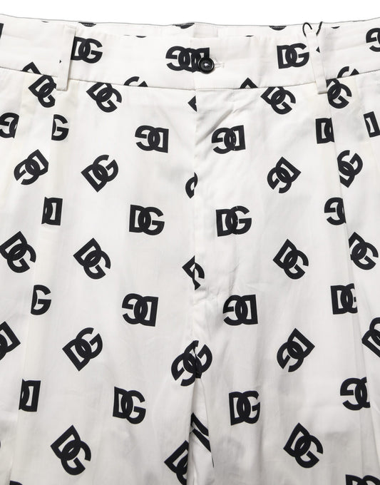 Dolce & Gabbana White Logo Skinny Leg Dress Men Trouser Pants