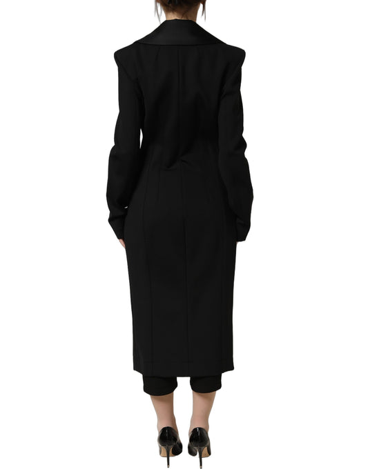 Dolce & Gabbana Black Nylon Double Breasted Coat Jacket