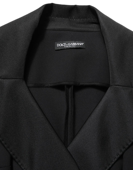 Dolce & Gabbana Black Nylon Double Breasted Coat Jacket