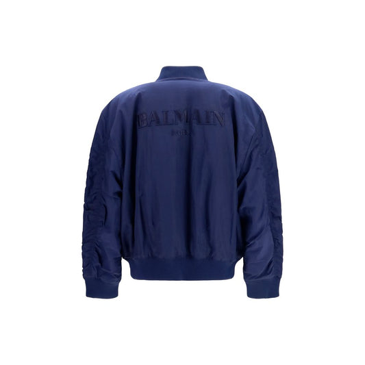 Balmain Blue Polyamide Bomber