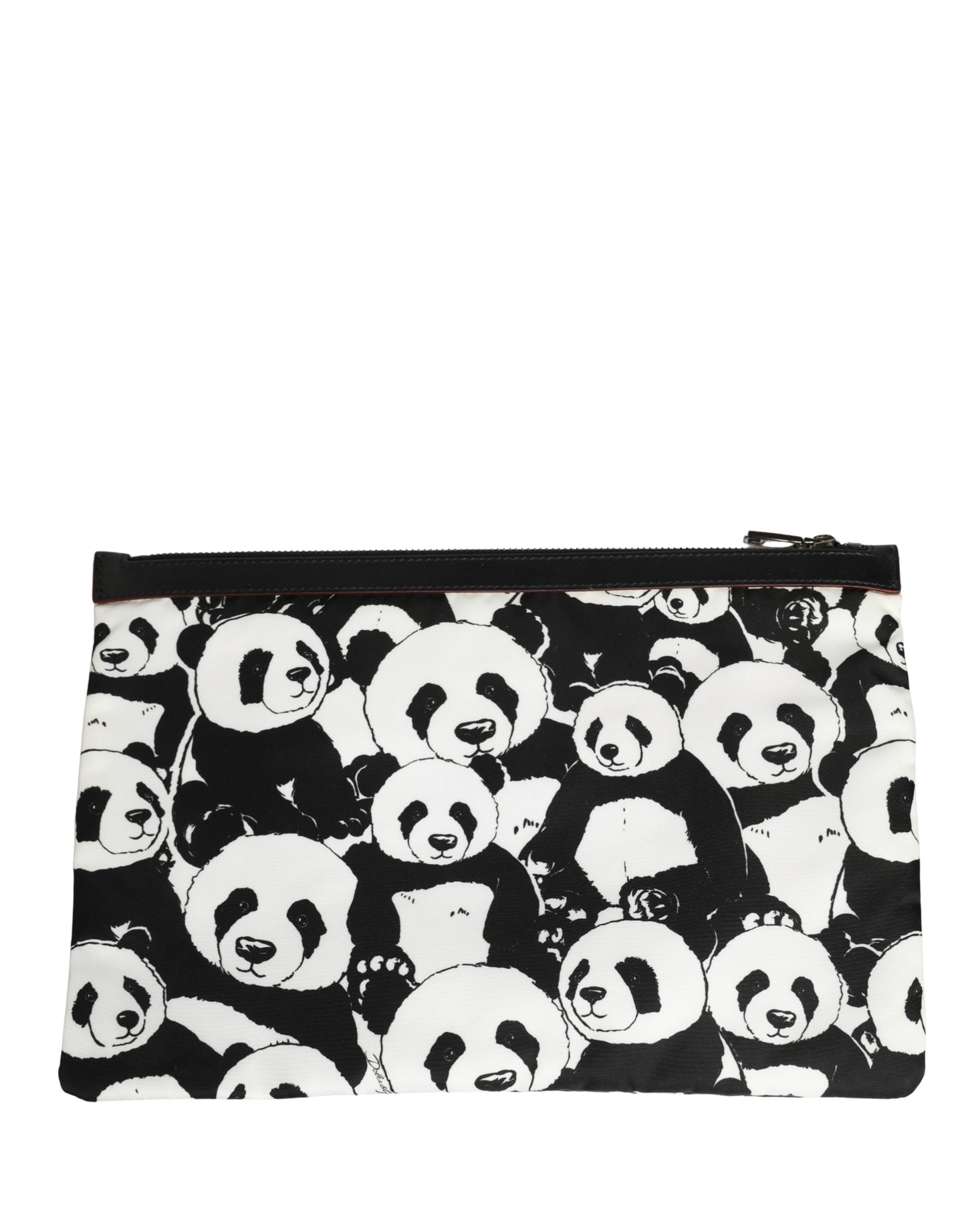 Dolce & Gabbana Black White Panda Print Nylon Clutch Men Pouch Borse Bag