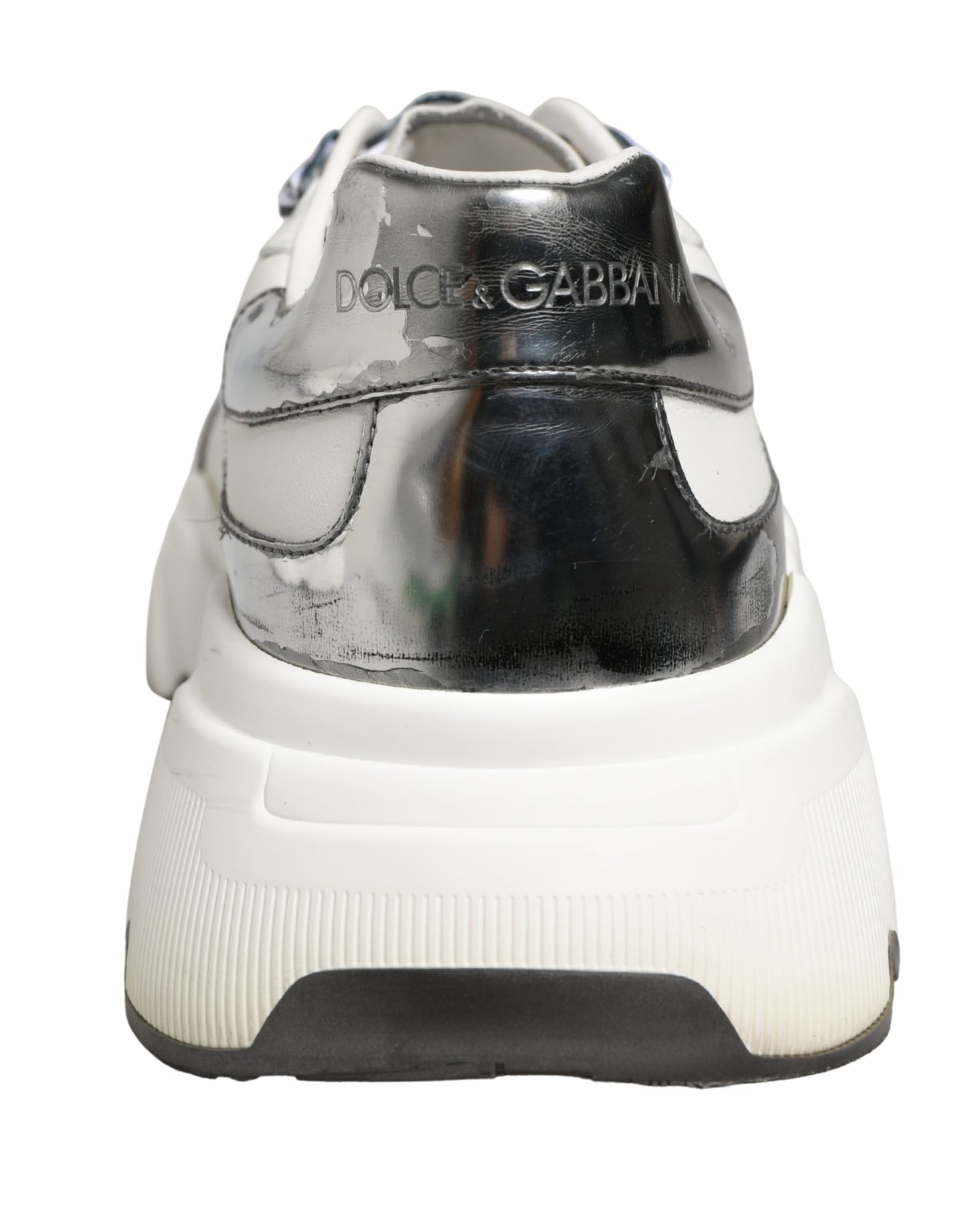 Dolce & Gabbana White Silver Daymaster Low Top Men Sneakers Shoes