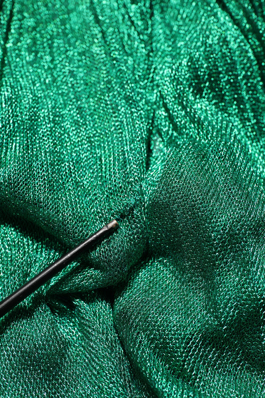 Dolce & Gabbana Metallic Green Sleeveless Plissé Gown Dress