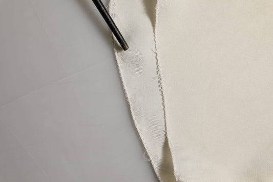 Dolce & Gabbana Off White Silk Straight Wide Leg Trouser Pants