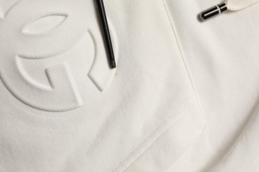 Dolce & Gabbana White Logo Hooded PulloverSweatshirt Sweater