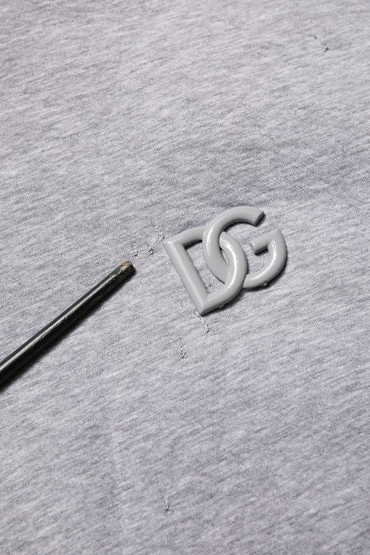 Dolce & Gabbana Gray Cotton Logo Hooded Sweatshirt Sweater