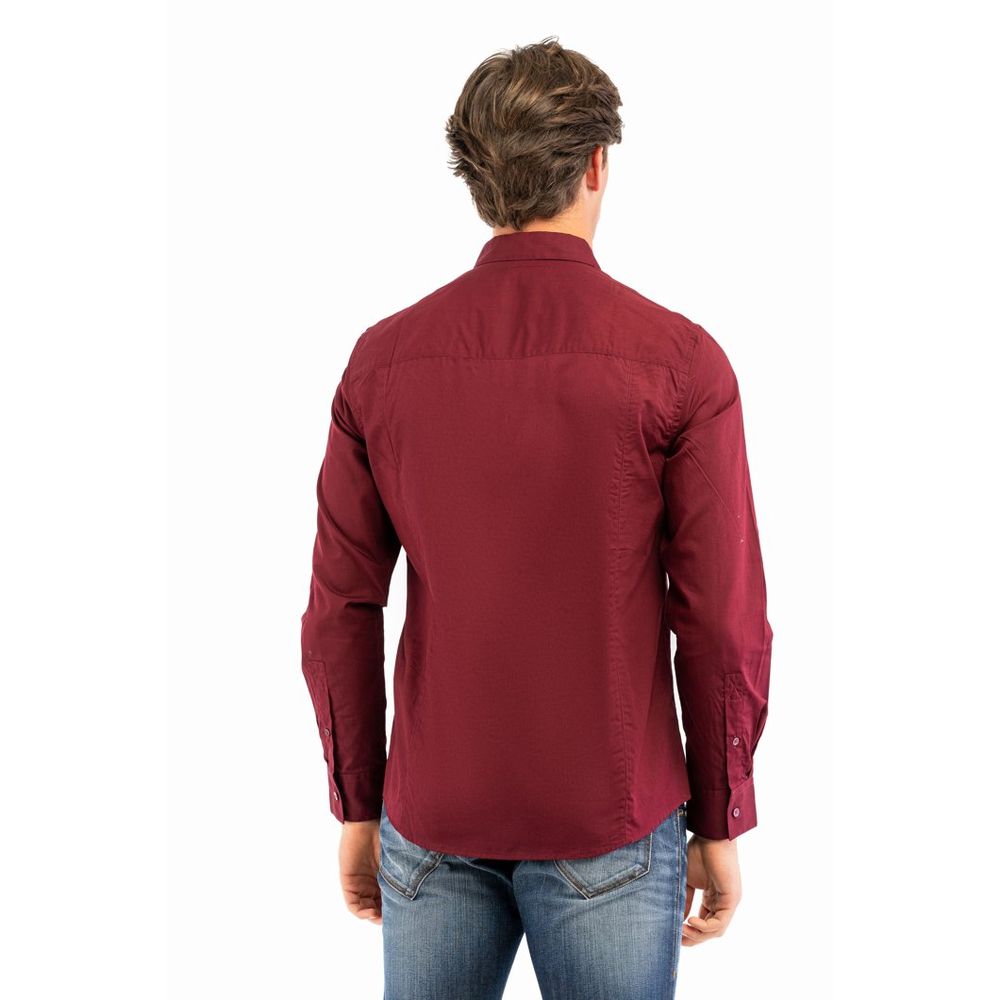 Bikkembergs Bordeaux Cotton Dress Shirt
