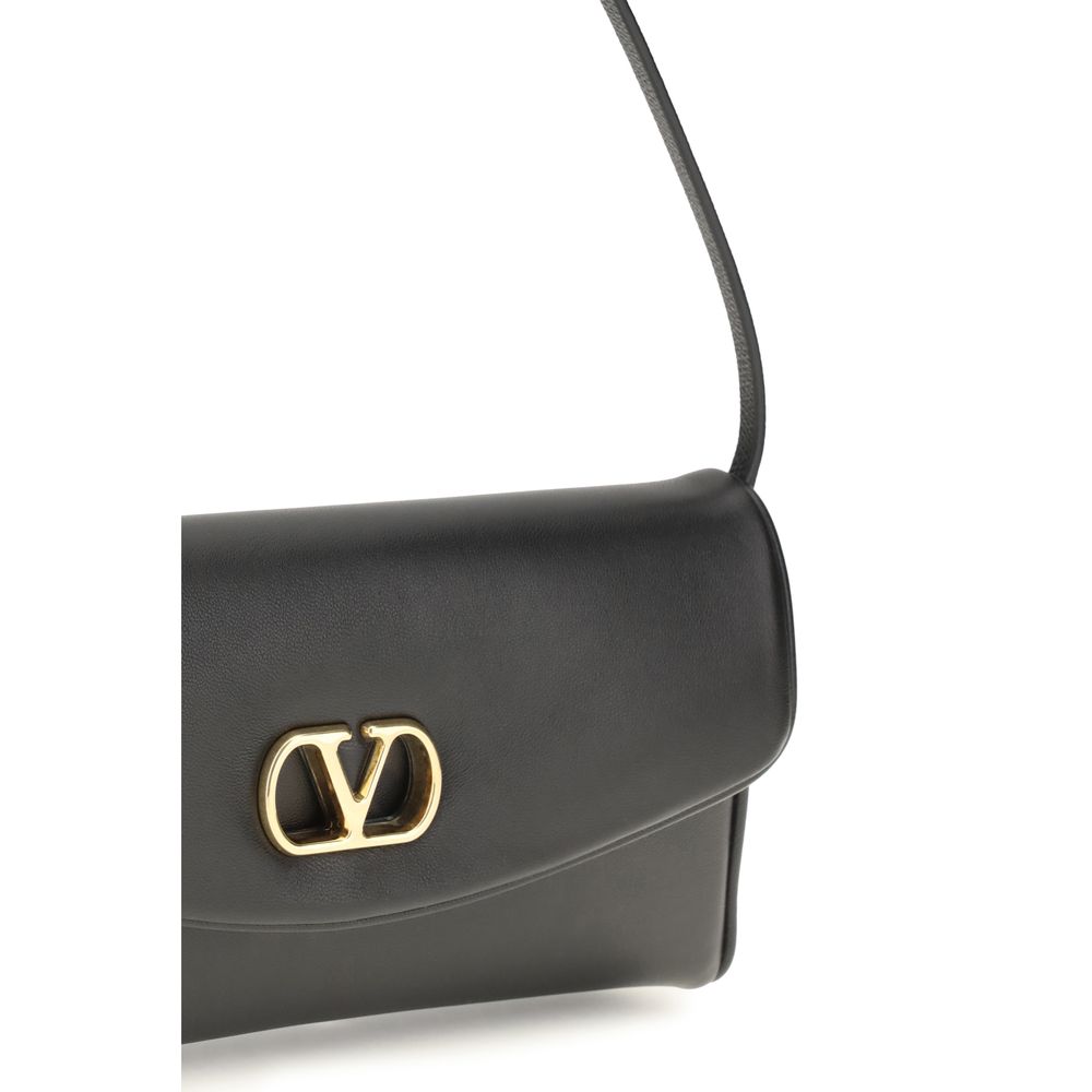 Valentino Garavani Brown Calf Leather Bos Taurus Shoulder Bag