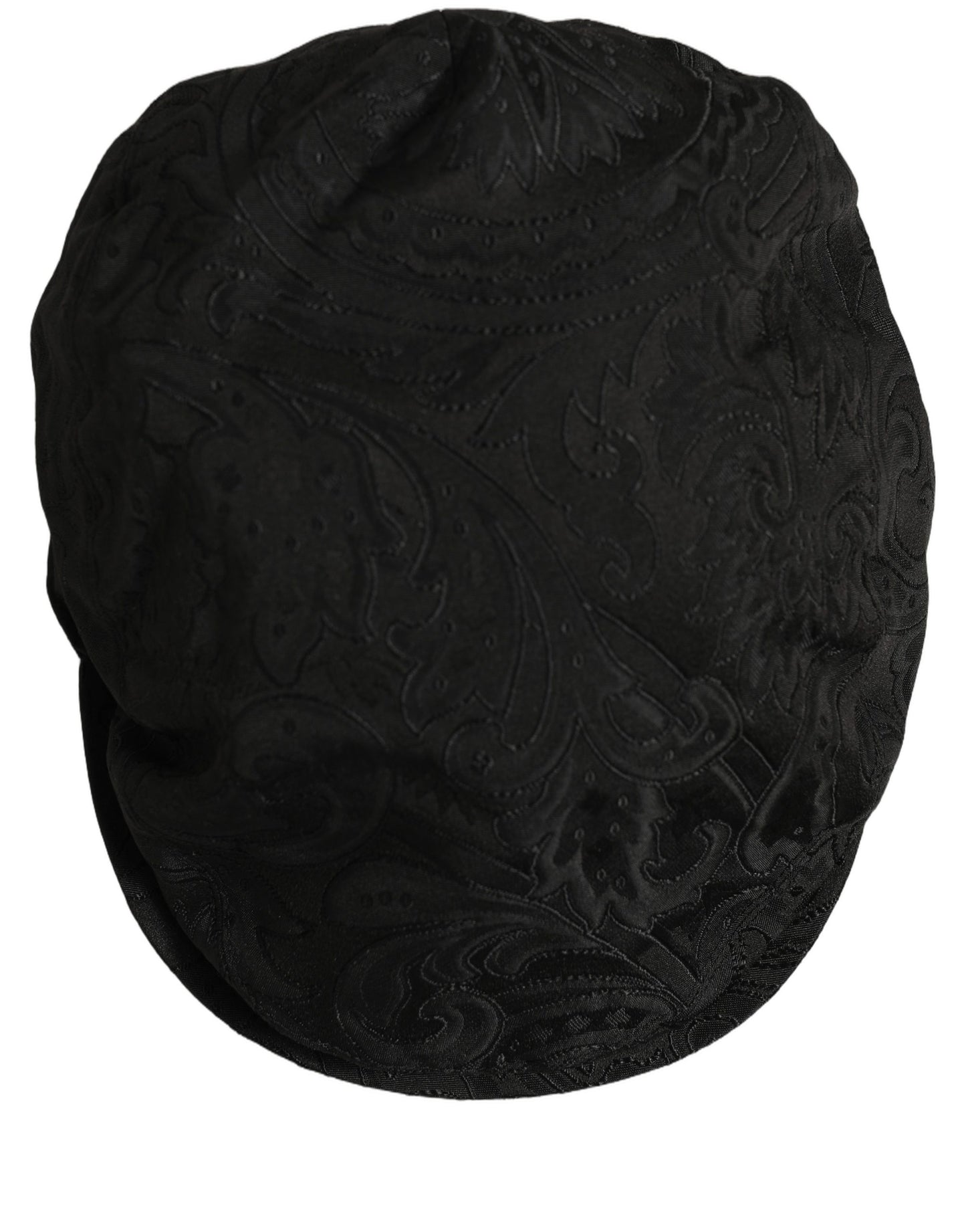 Dolce & Gabbana Men Black Floral Jacquard Newsboy Capello Hat