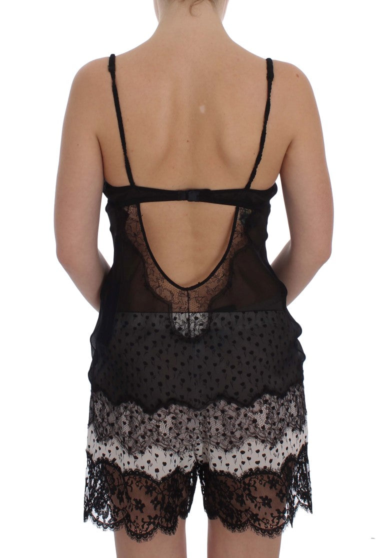 Dolce & Gabbana Black Silk Lace Babydoll Lingerie Top