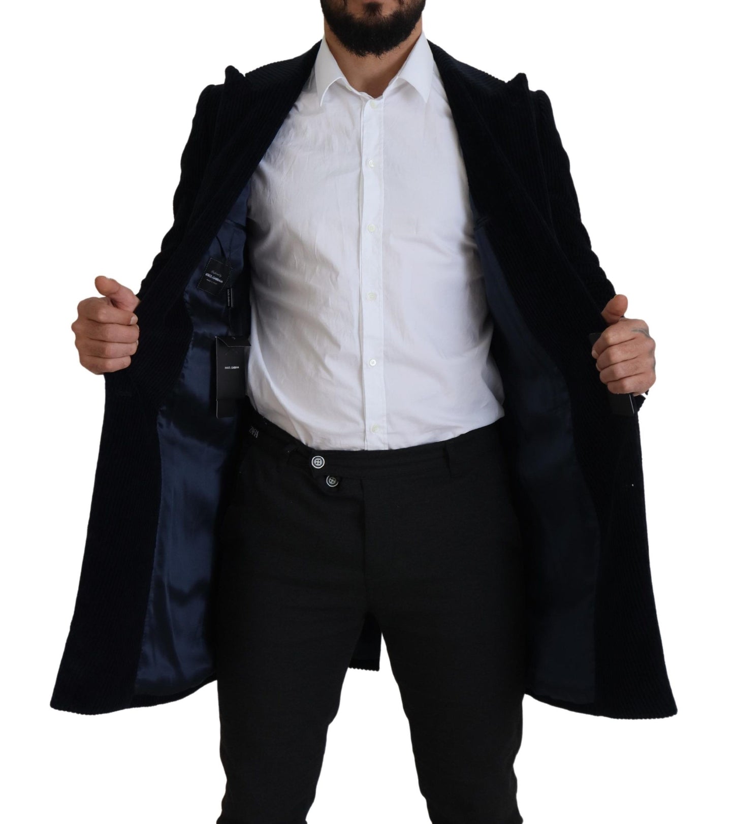 Dolce & Gabbana Black Cotton Cardigan Long Coat Men Jacket