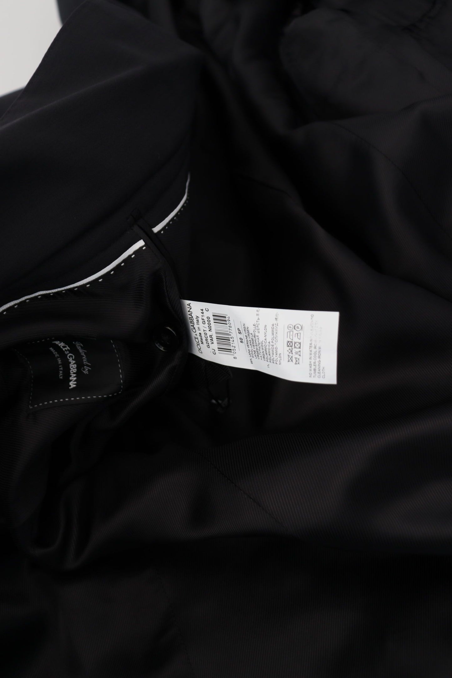 Dolce & Gabbana Black Wool Full Zip Long Sleeves Jacket