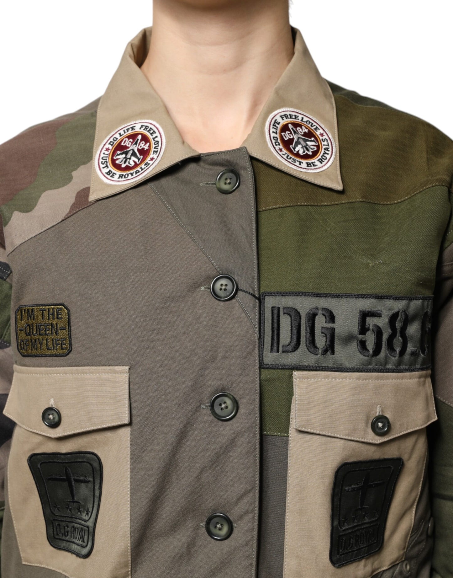 Dolce & Gabbana Military Green Cotton Button Down Jacket