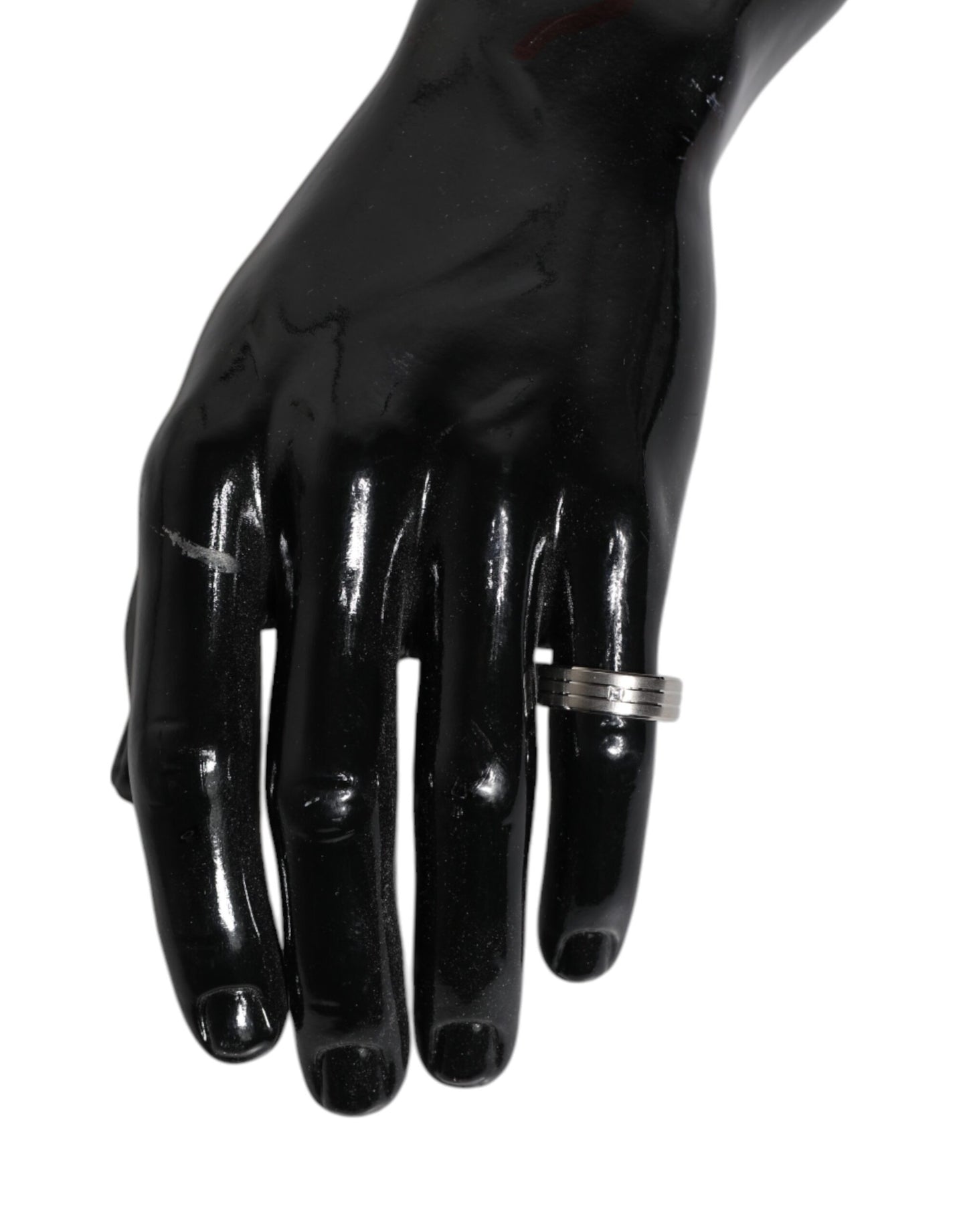 Dolce & Gabbana Silver Tone Brass Clear Crystal DG Logo Ring