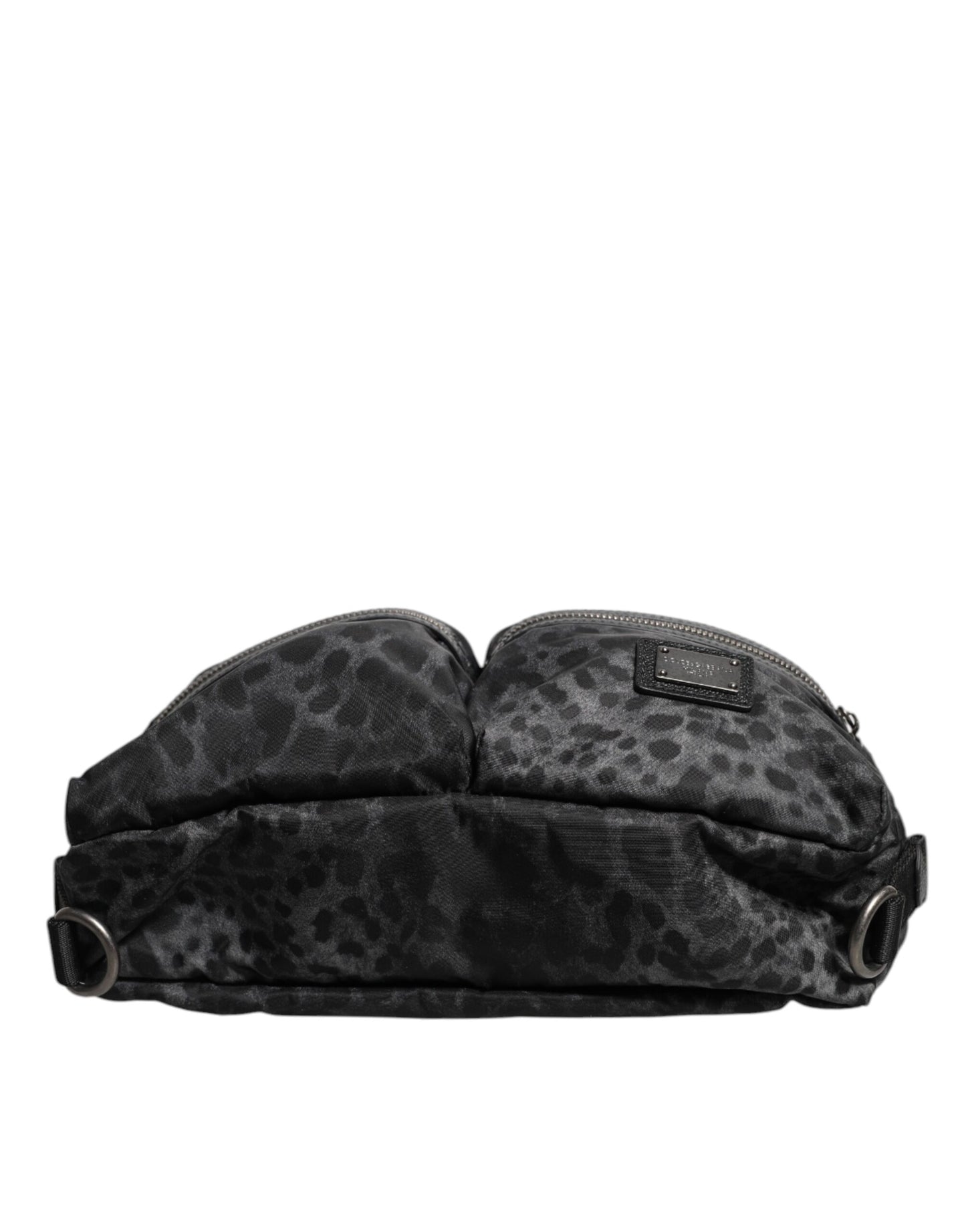 Dolce & Gabbana Black Gray Leopard DG Logo Belt Waist Fanny Pack Bag