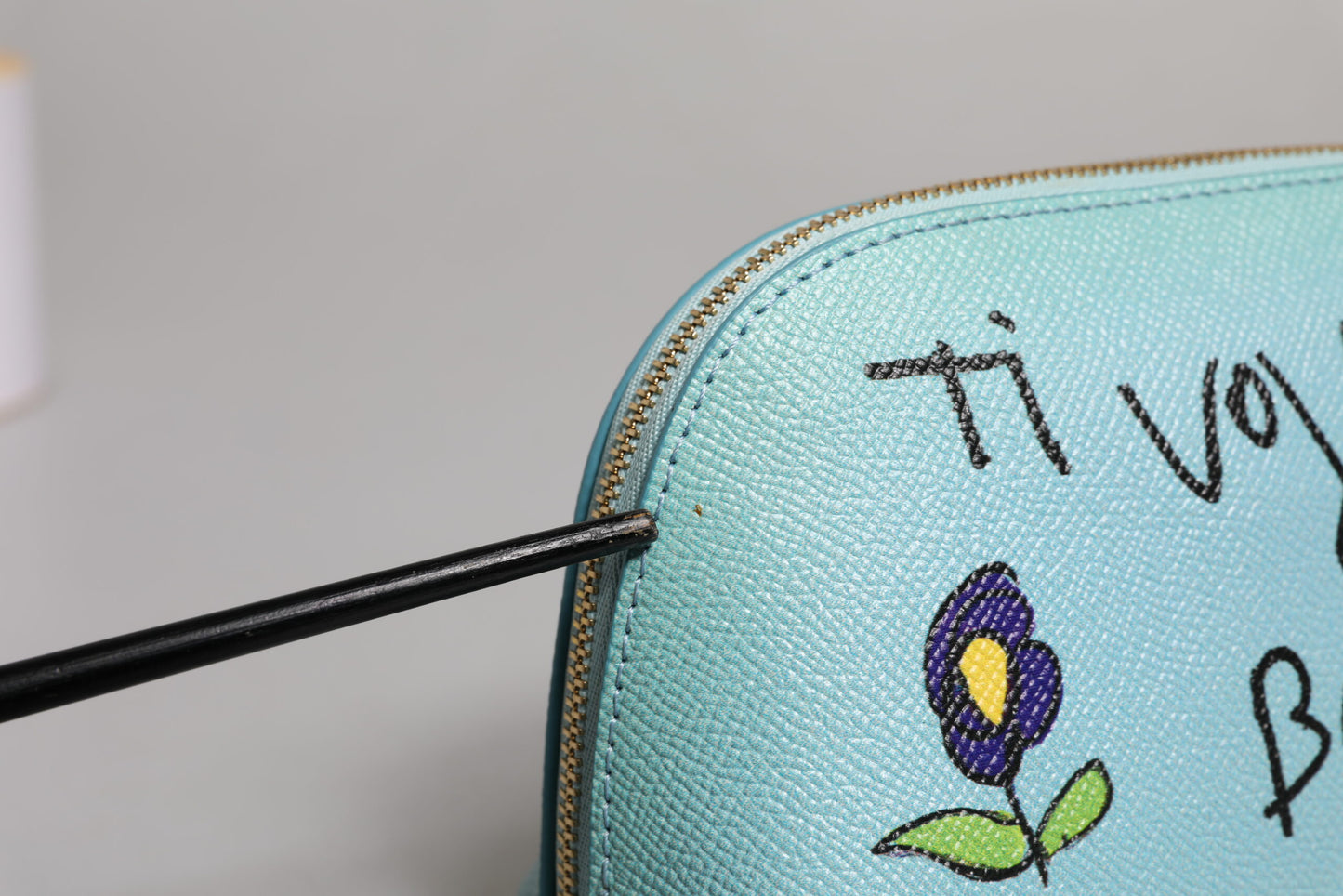 Dolce & Gabbana Light Blue Leather Handbag Clutch Mini Purse Pouch Bag