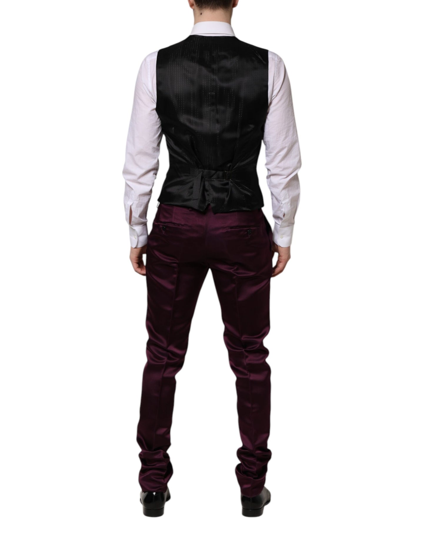 Dolce & Gabbana Dark Purple Silk 3Piece Single Breasted Suit