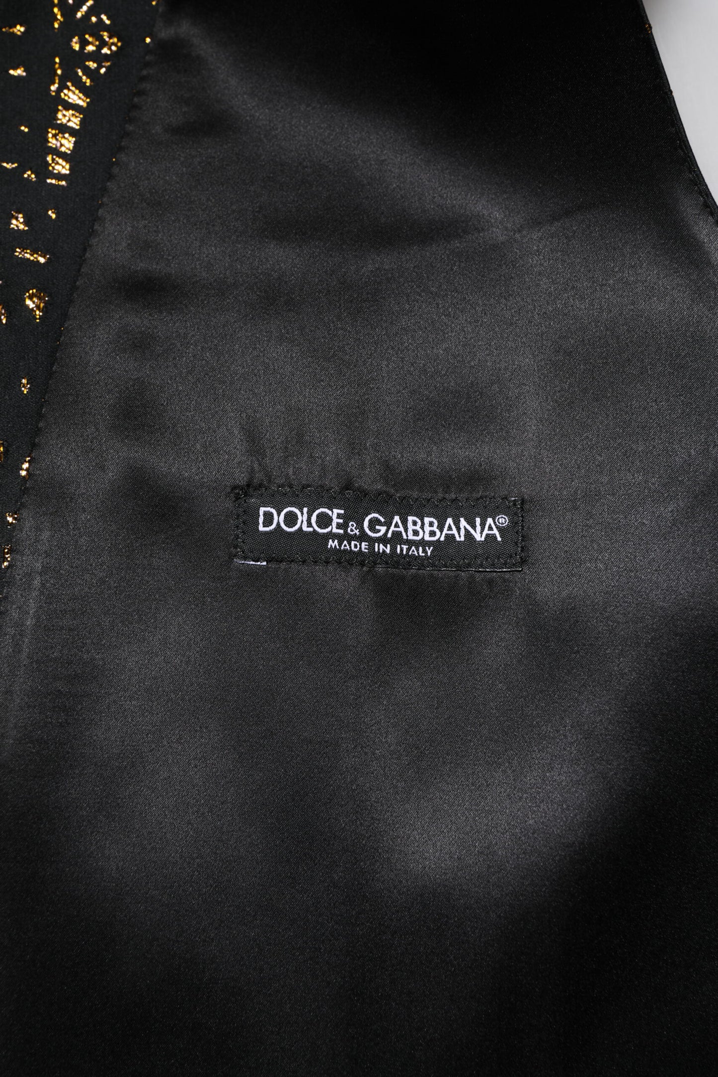 Dolce & Gabbana Black Lurex Dress Formal Men Waistcoat Vest
