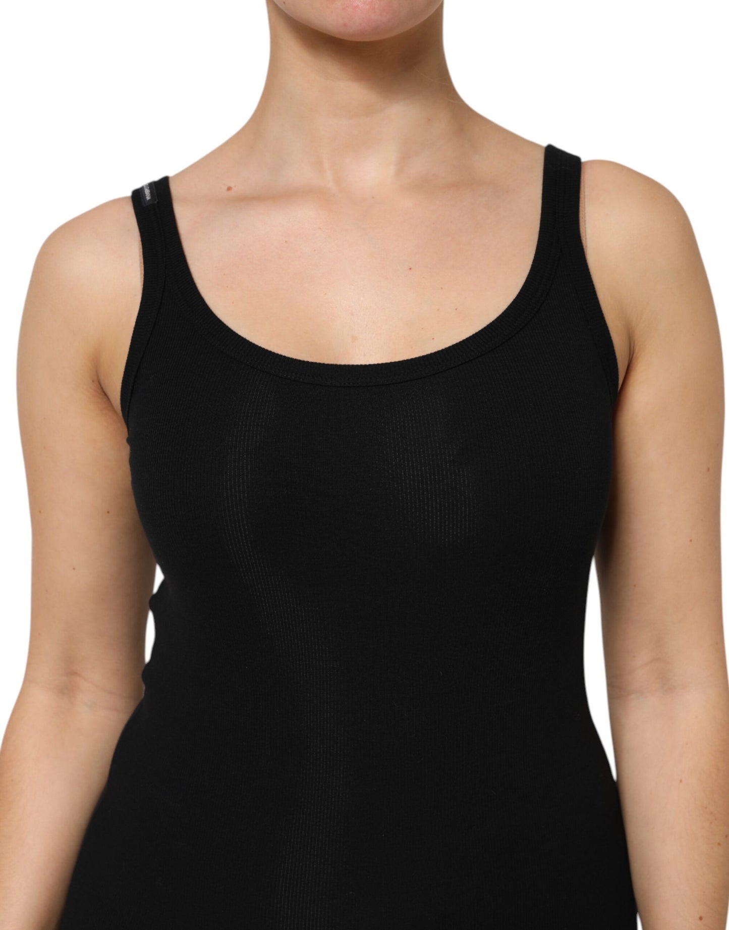 Dolce & Gabbana Black Cotton Stretch Sleeveless Women Tank Top