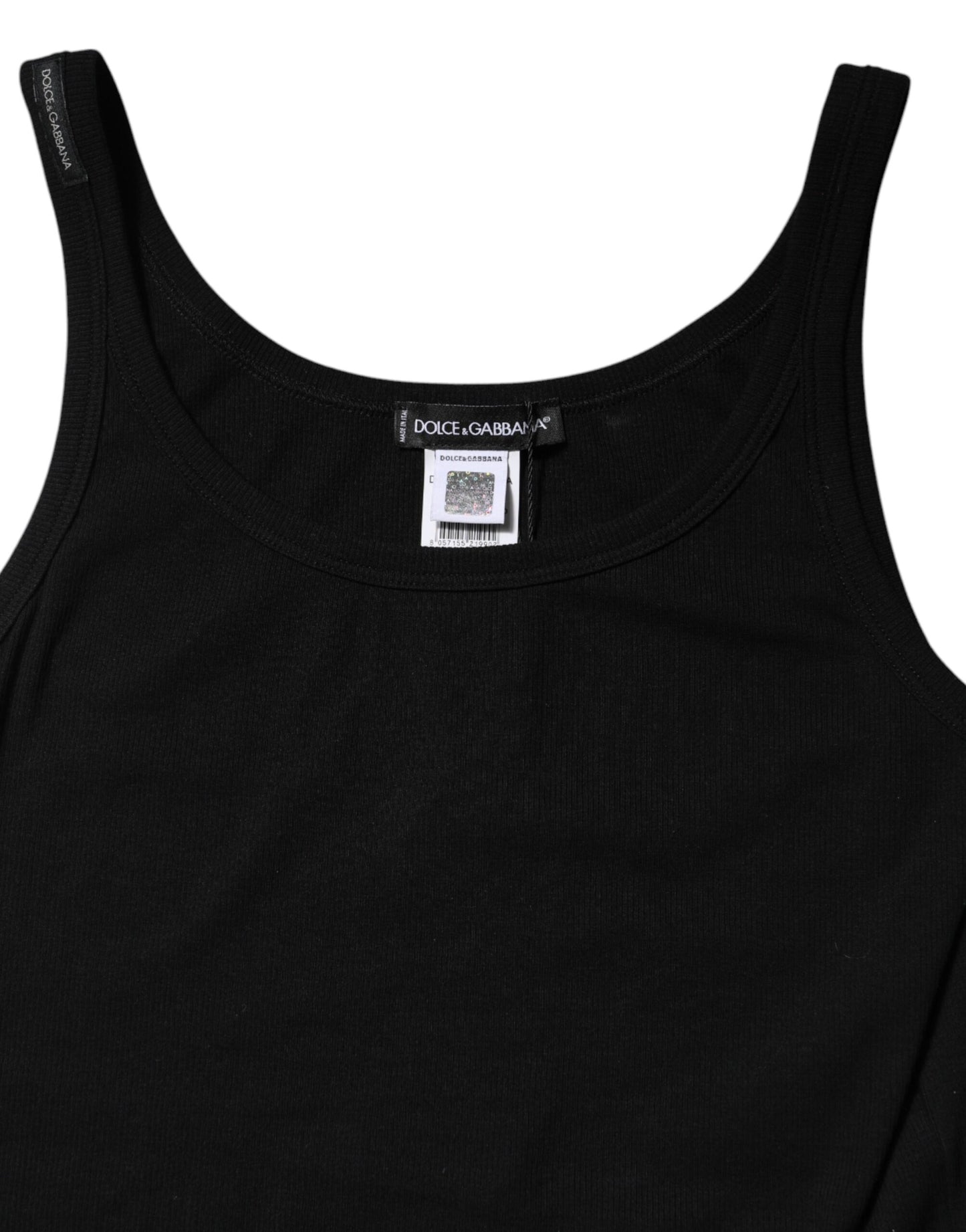 Dolce & Gabbana Black Cotton Stretch Sleeveless Women Tank Top