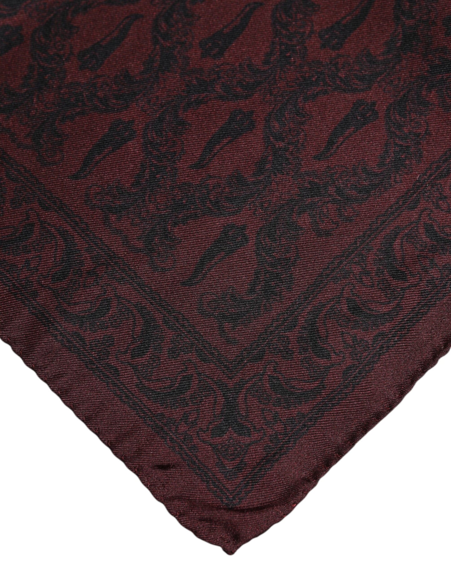 Dolce & Gabbana Maroon Black Printed Square Men Foulard Scarf