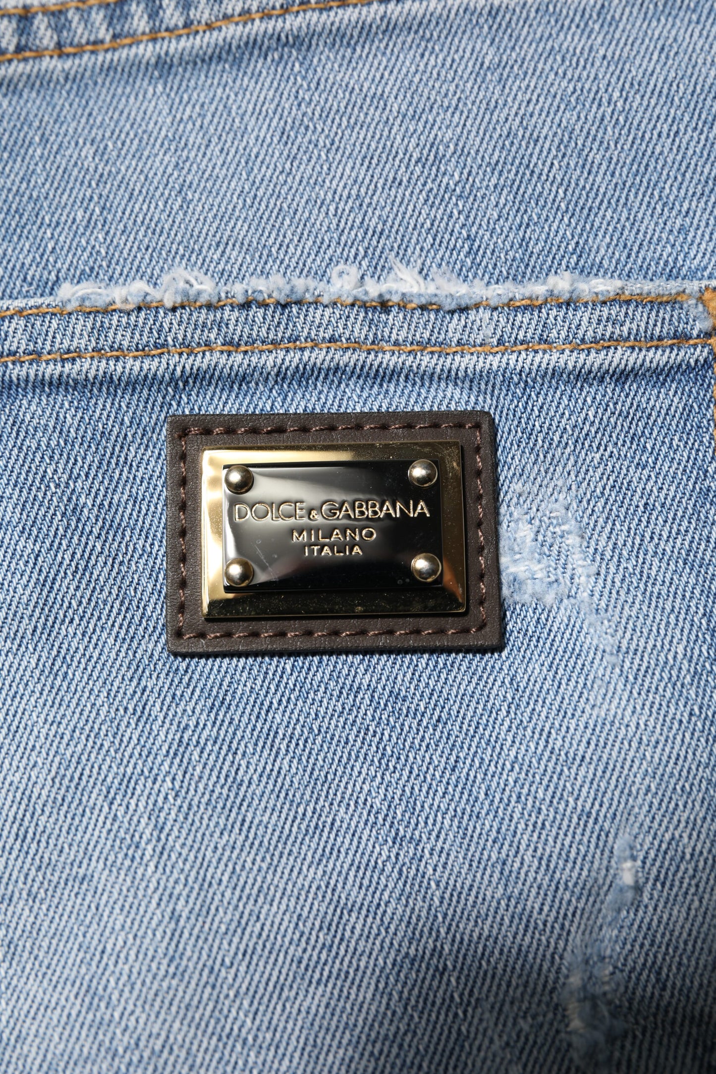 Dolce & Gabbana Blue Tattered Denim Cotton Hot Pants Shorts