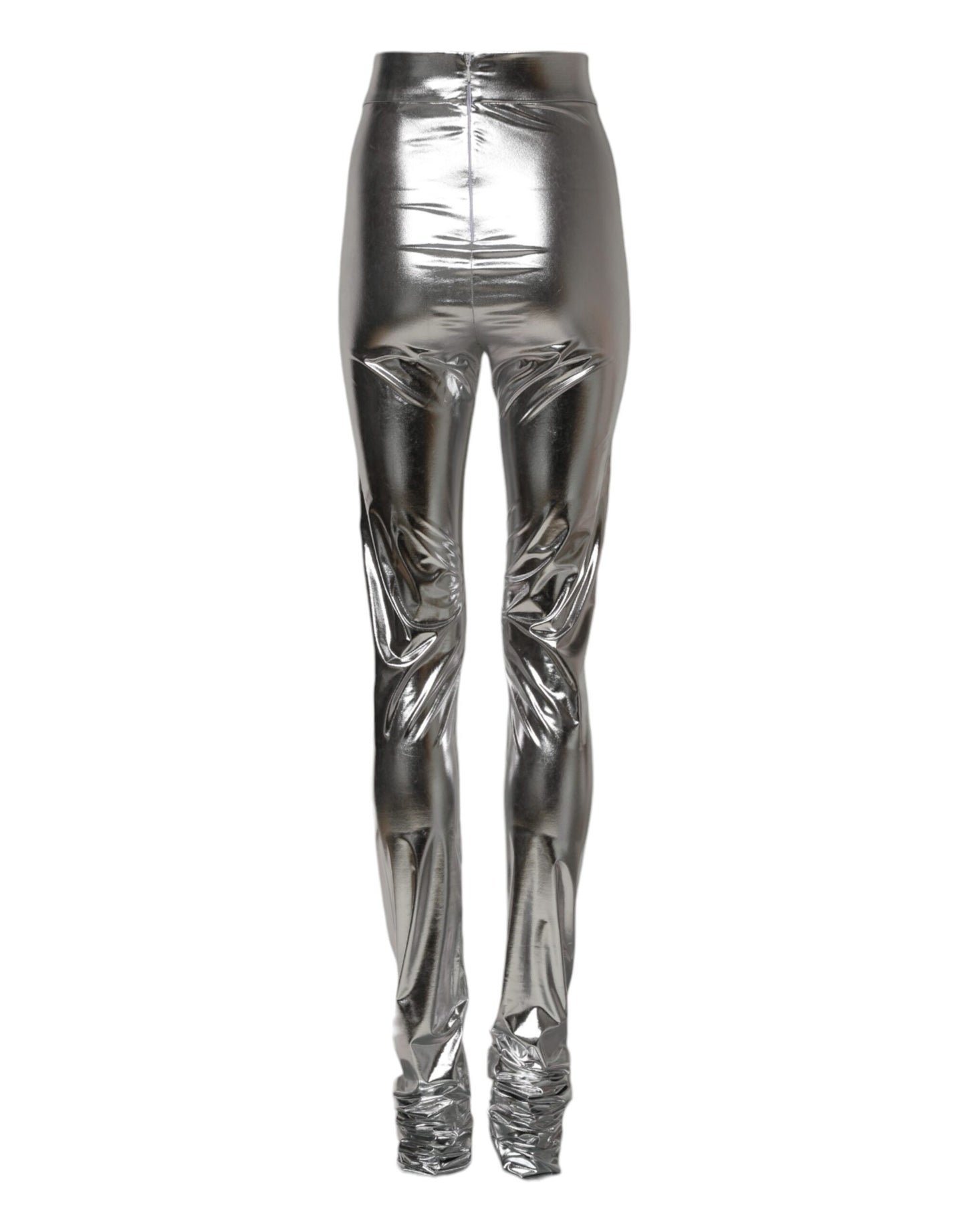 Dolce & Gabbana Metallic Silver Polyester Slim Fit Leggings Pants