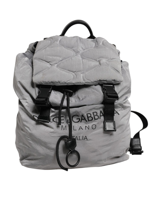 Dolce & Gabbana Gray Milano Print Drawstring Travel Backpack Bag