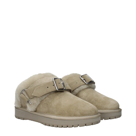 Burberry Green Leather Slippers Sandals