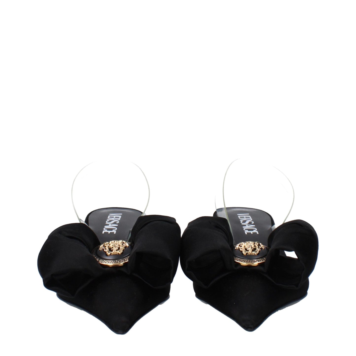Versace Black Satin Flat Sandals