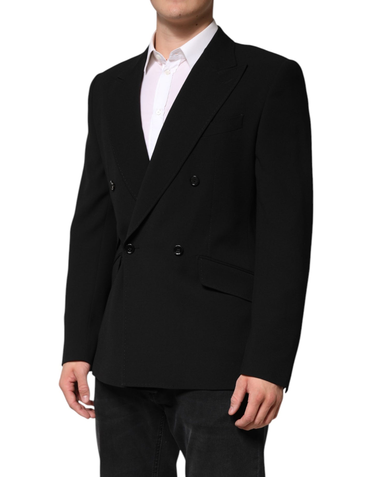 Dolce & Gabbana Black SICILIA Double Breasted Coat Blazer