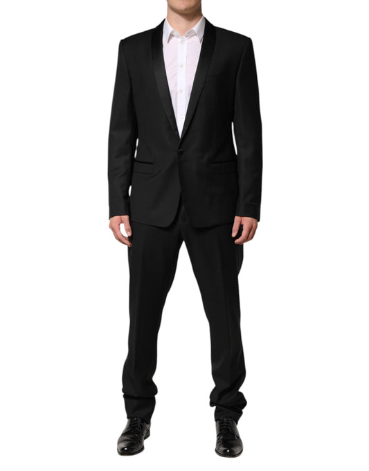 Dolce & Gabbana Black Wool Men Single Breasted 2 Piece Suit