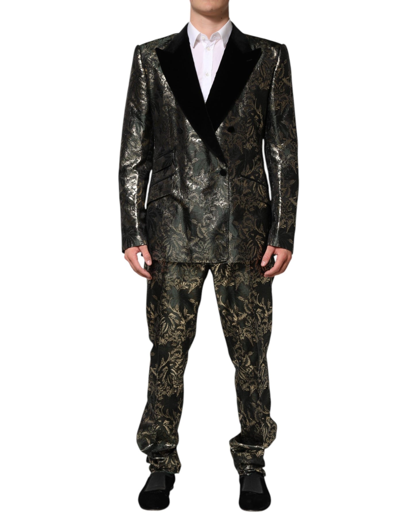 Dolce & Gabbana Metallic Floral Jacquard Silk 2 Piece Suit