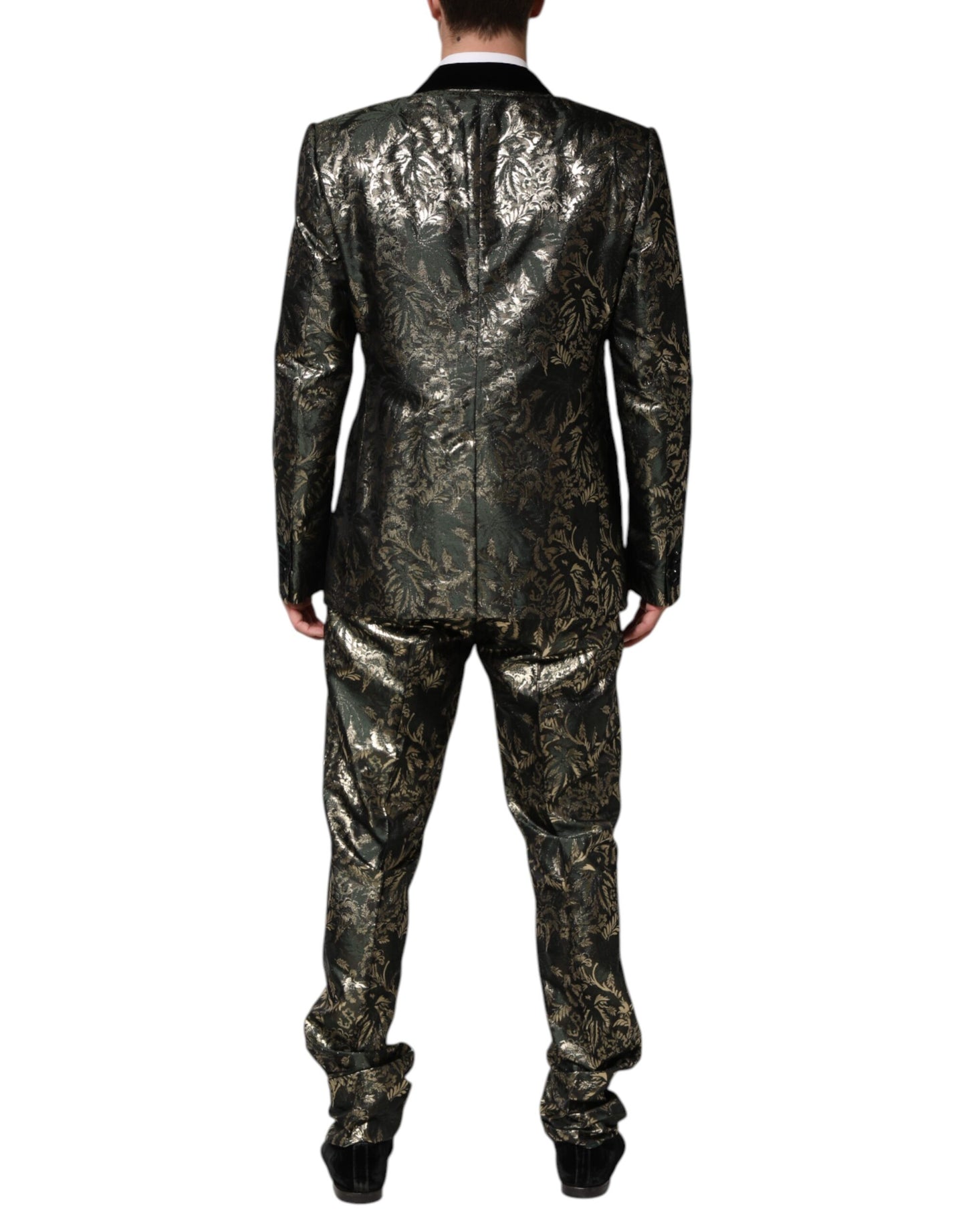Dolce & Gabbana Metallic Floral Jacquard Silk 2 Piece Suit