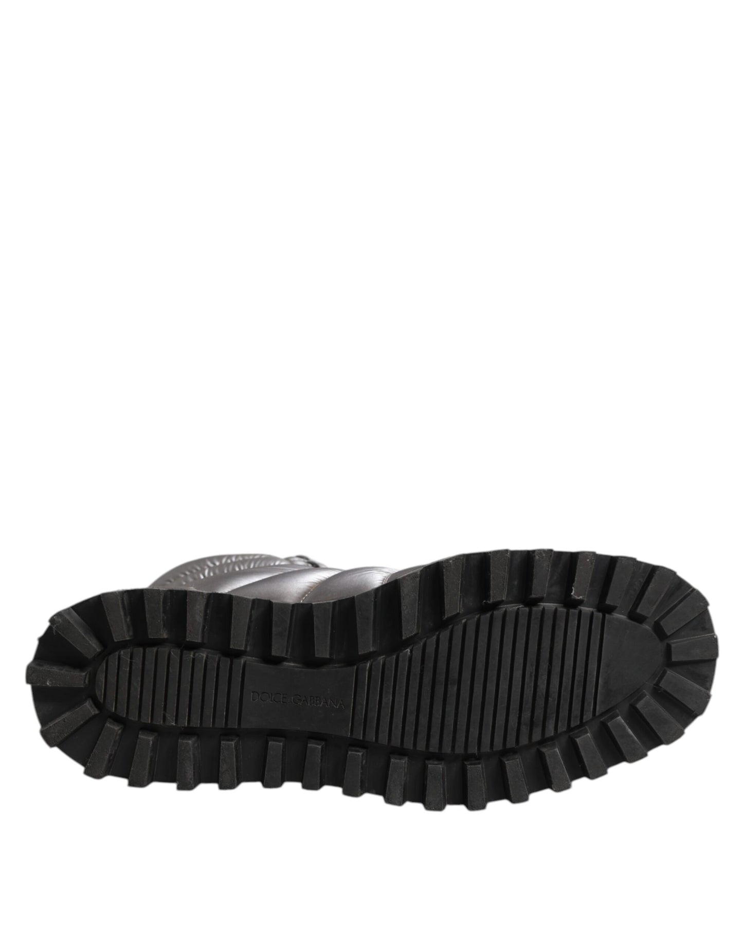 Dolce & Gabbana Silver Padded Mid Calf Lace Up Boots Shoes