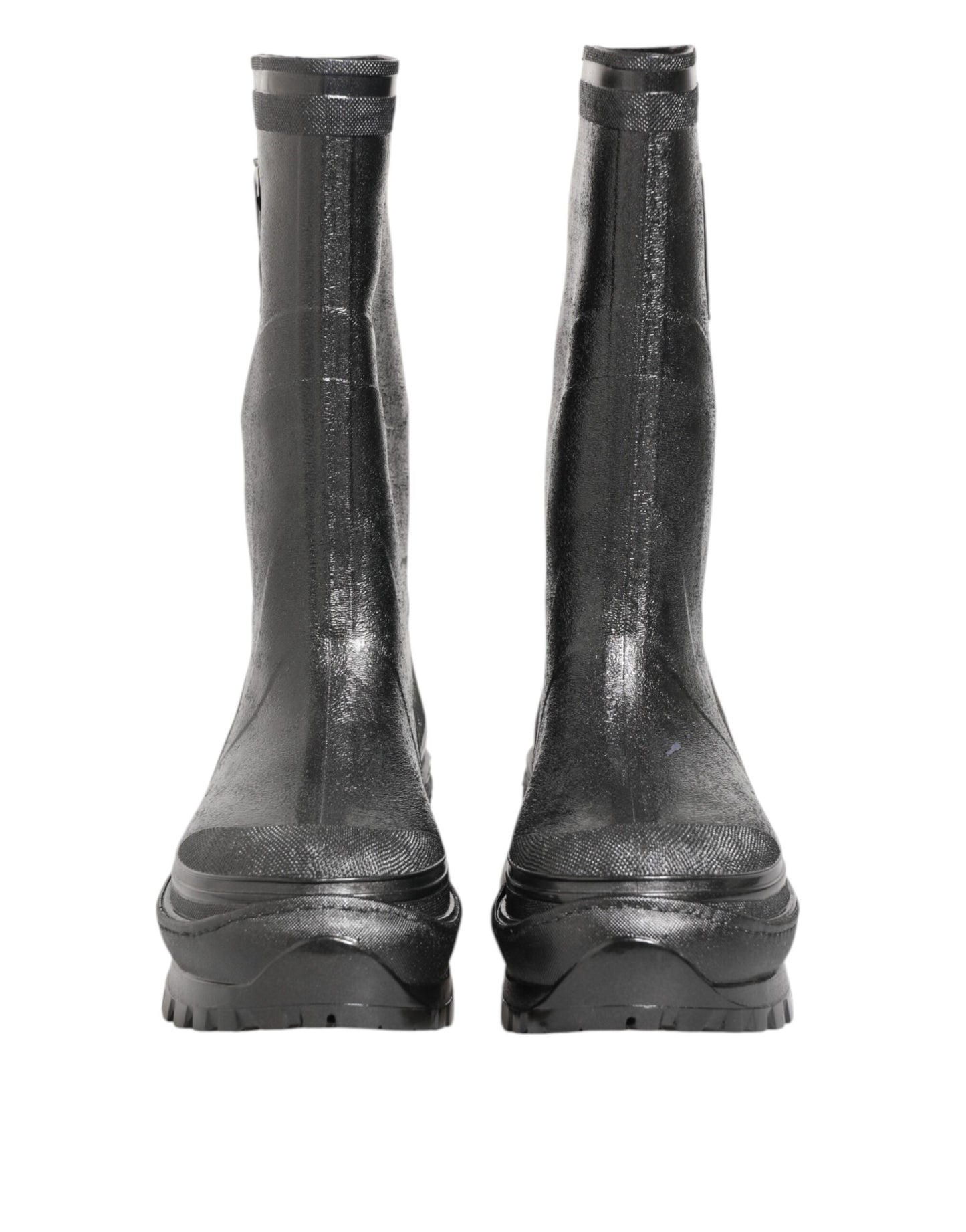 Dolce & Gabbana Metallic Gray Pull On Rain Boots Shoes