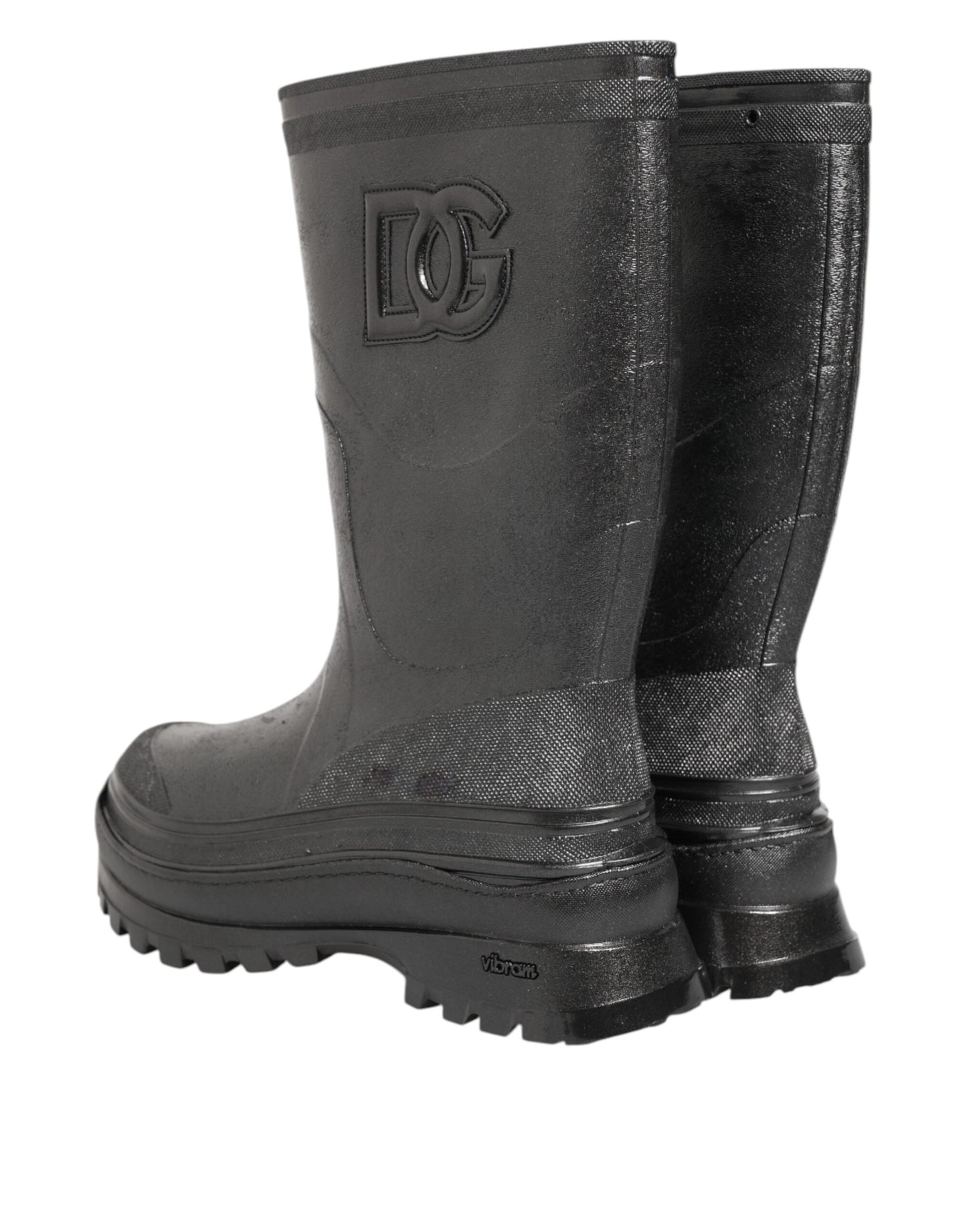 Dolce & Gabbana Metallic Gray Pull On Rain Boots Shoes