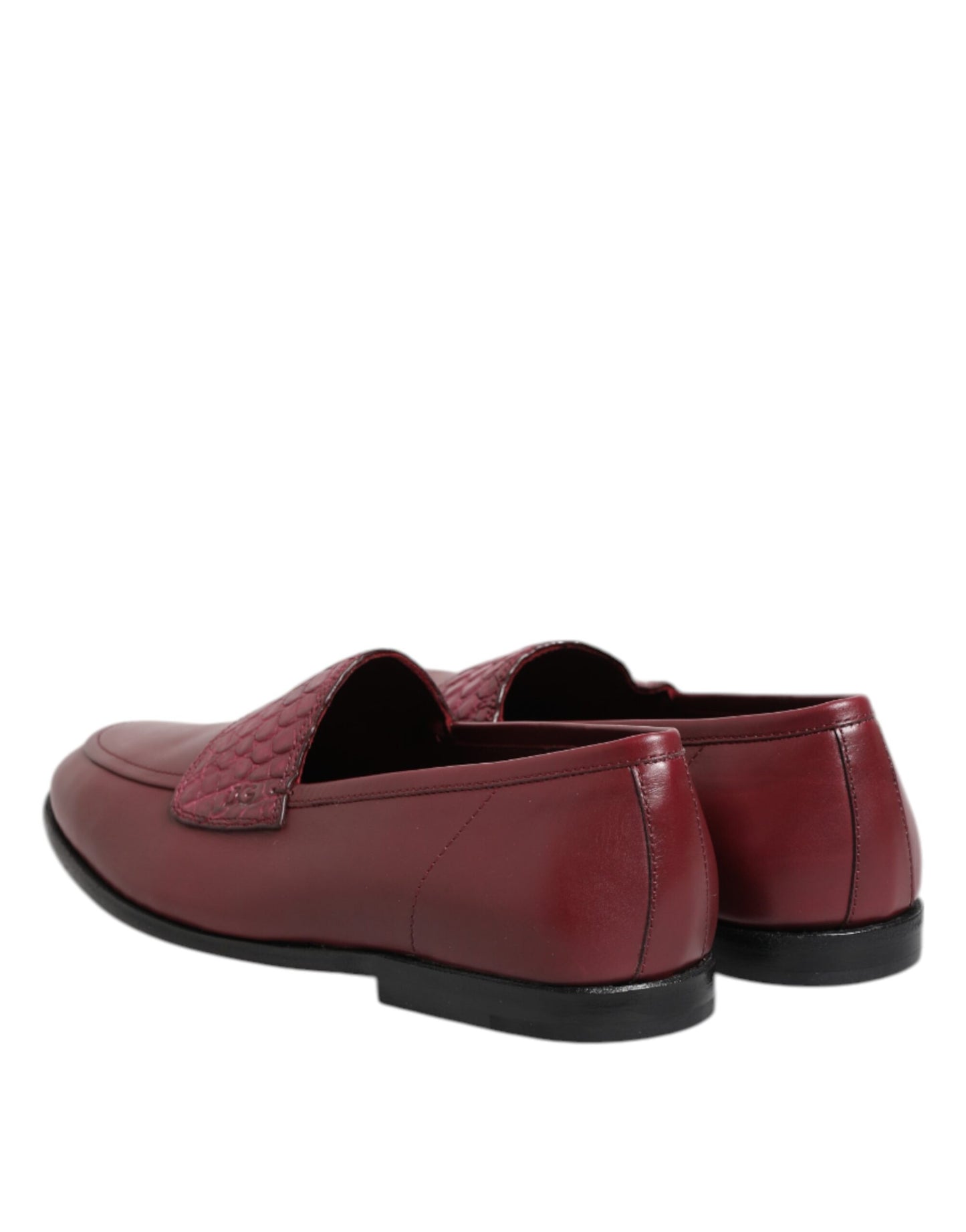 Dolce & Gabbana Burgundy Leather Formal Slip On Shoes