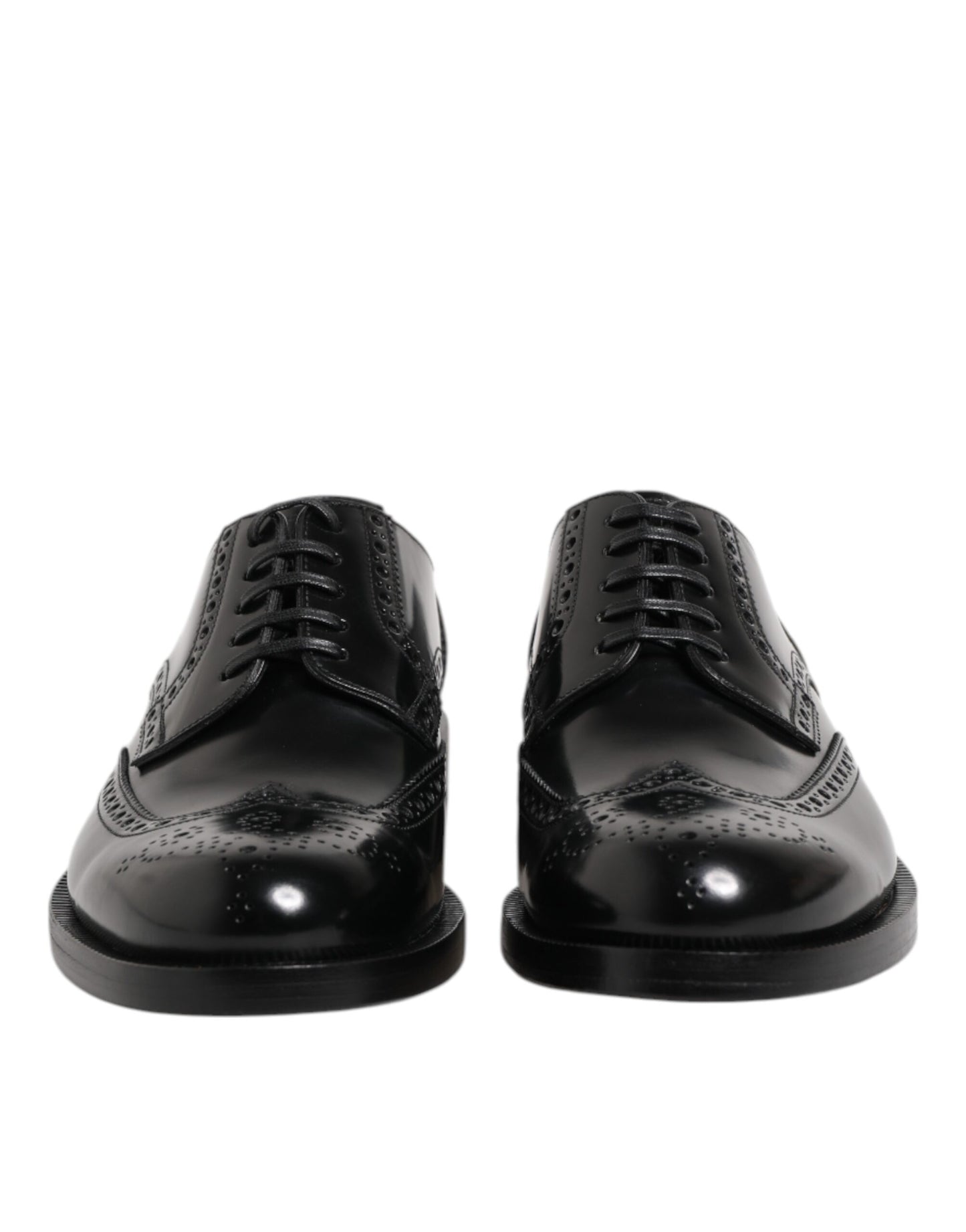Dolce & Gabbana Black Leather Derby Wingtip Formal Shoes