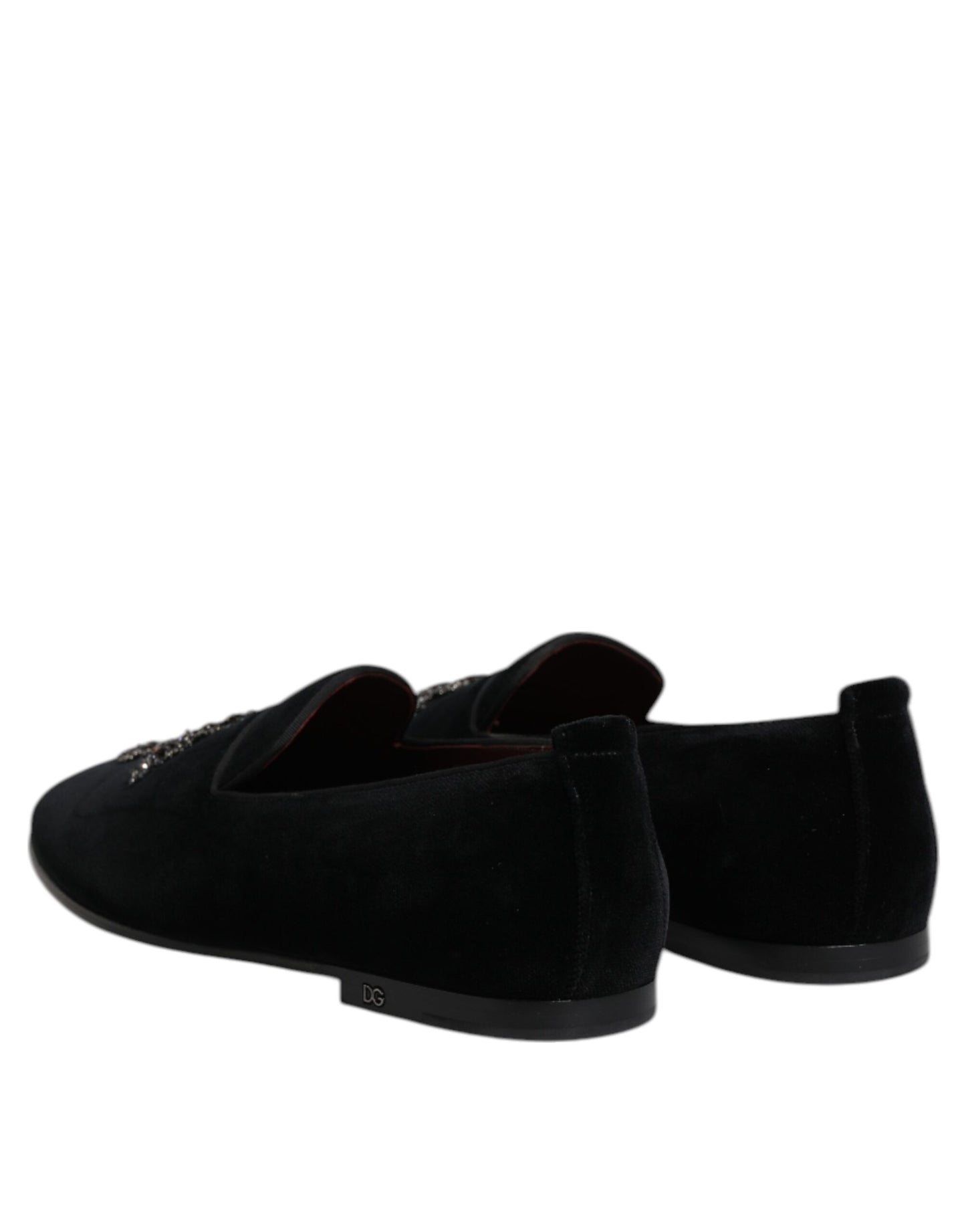 Dolce & Gabbana Black Suede Cross Slip On Loafers Dress Shoes