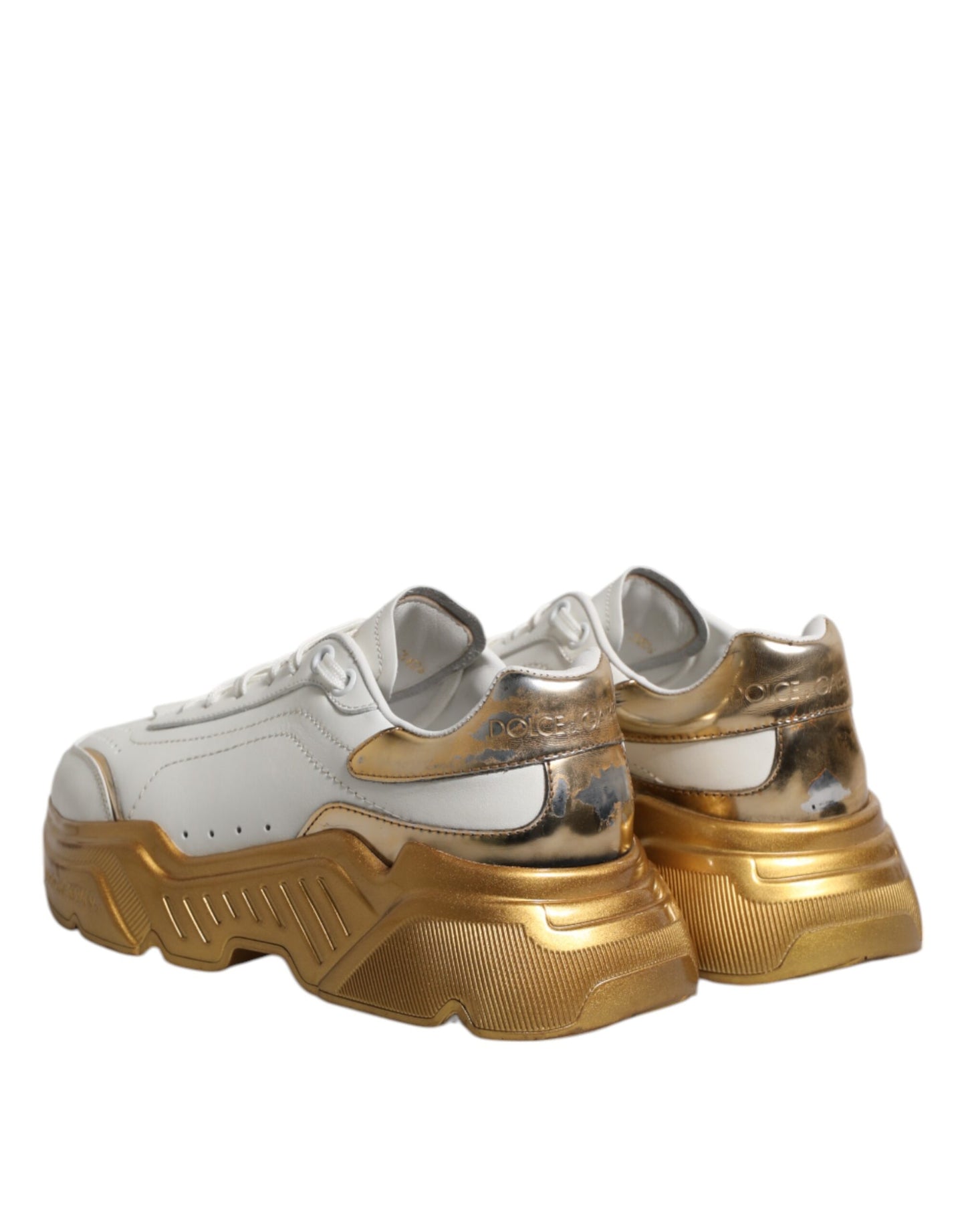 Dolce & Gabbana White Gold Daymaster Low Top Sneakers Shoes