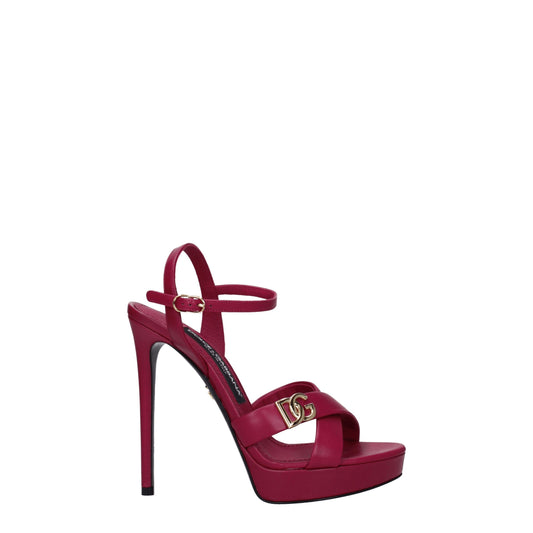 Dolce & Gabbana Pink Leather Platforms